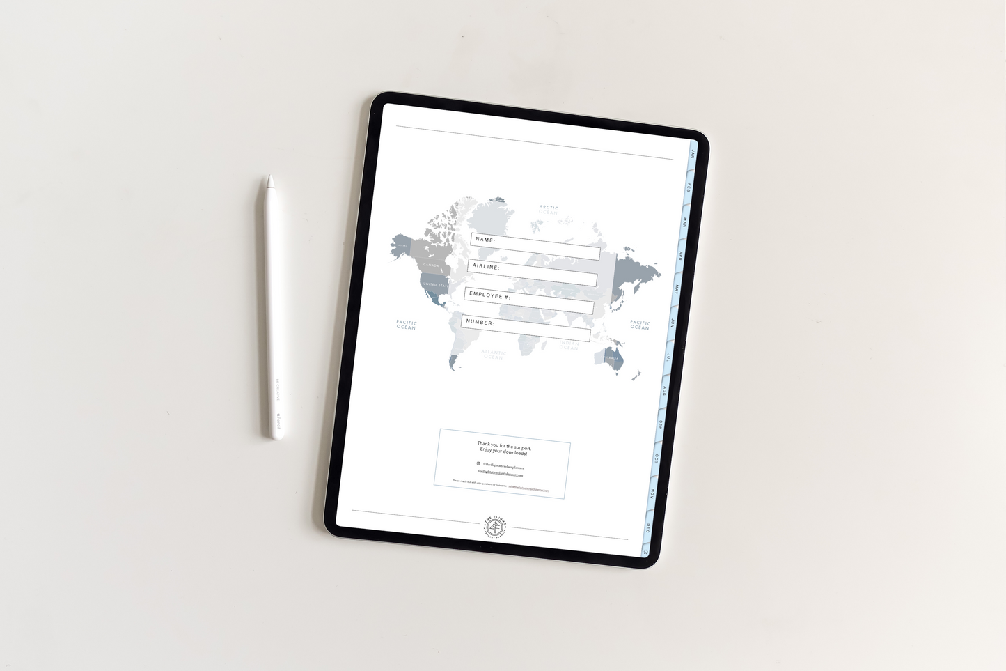UNDATED iPad Flight Attendant Planner